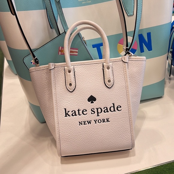 Kate Spade New York Ella Mini Tote Crossbody Pebbled Leather Parchment - Picture 8 of 16